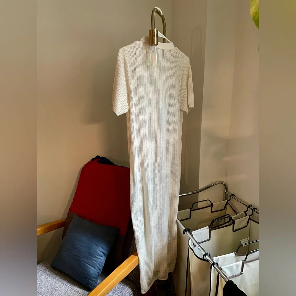 Uniqlo Cream Lace Knit Short Sleeve Dress, size large - Picture 4 of 12